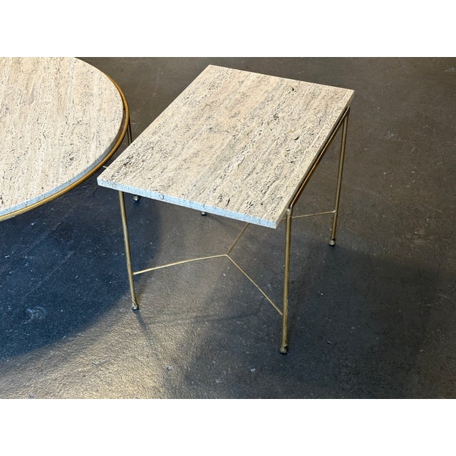 Mid-Century Modern 1950s Attributed to Paul McCobb Pavilion Collection Travertine Tables for Arbuck For Sale - Image 3 of 12