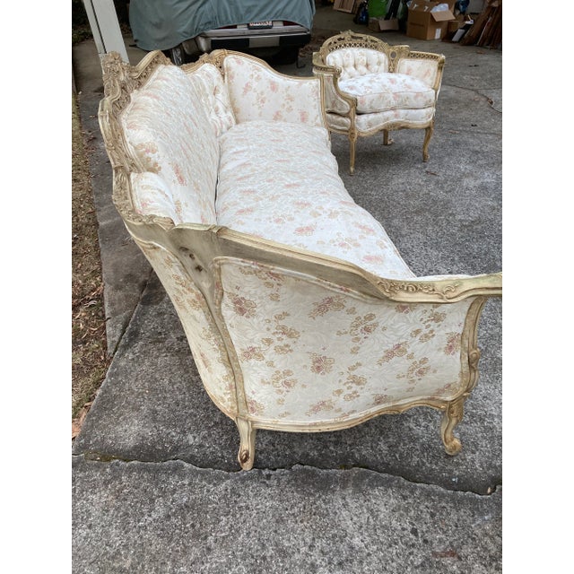 Late 19th Century French Provincial Settee and Armchair Set- 3 Pieces For Sale In Atlanta - Image 6 of 12