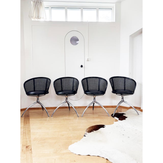 Metal Pair Rizzatto Alias 901 Young Lady Chair W/ Black Seat & Cane Aluminum Frame-2pc (4 Avail.) For Sale - Image 7 of 16
