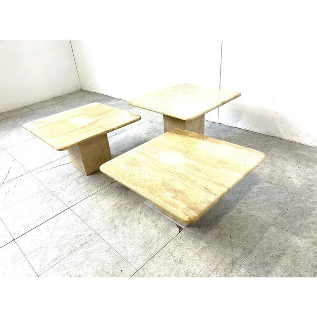 Vintage Travertine Nesting Tables, 1970s, Set of 3 For Sale - Image 6 of 11