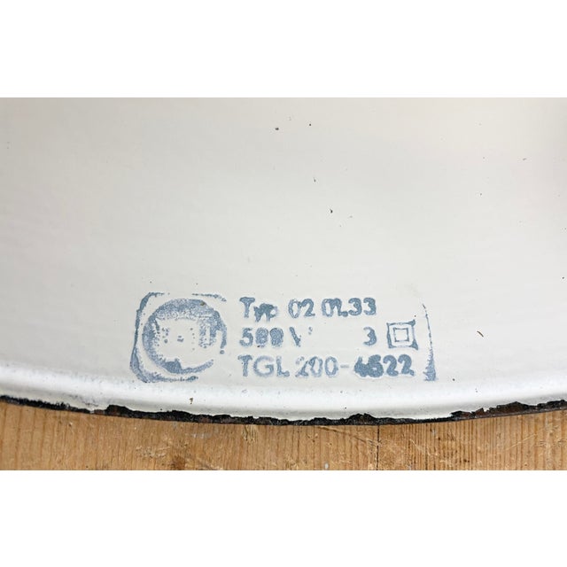 East German Black Enamel Factory Light by LBD Veb Leuchtenbau, Dresden, 1950s For Sale - Image 14 of 16