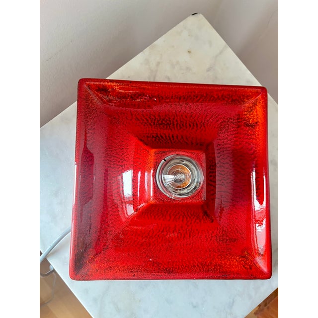 Vintage Fat Lava Square Red Ceramic Wall Lamp by Hustadt Leuchten, Germany, 1970s For Sale - Image 6 of 11