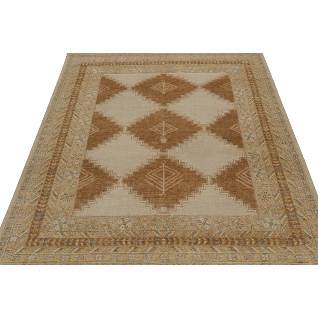 2010s Rug & Kilim’s Distressed Tribal Style Rug in Beige, Brown and Gold Patterns For Sale - Image 5 of 7
