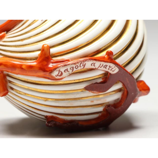 Antique Early 19th Century French Dagoty Old Paris Porcelain Sea Shell Cup & Saucer - Circa 1810 For Sale - Image 9 of 13