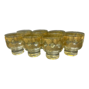Mid-Century Modern Culver Ltd. 22k Gold Valencia Footed Barware - Set of 7
