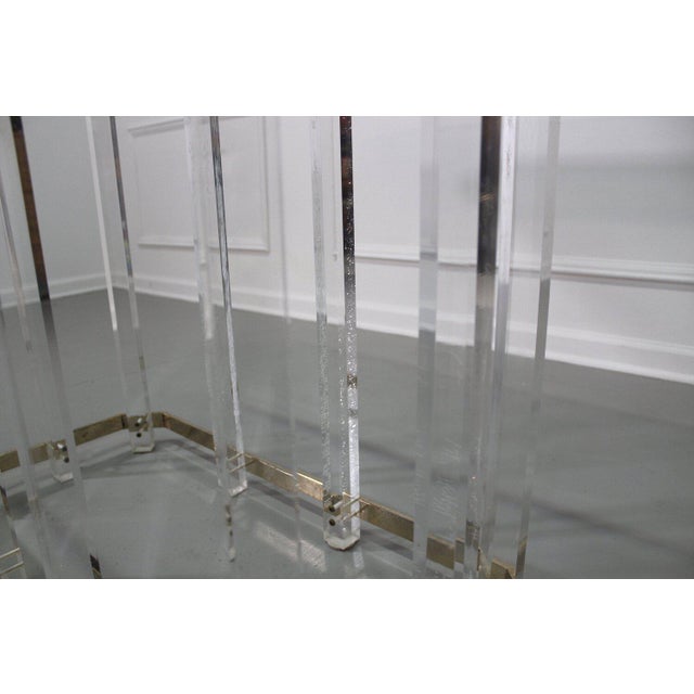 Metal Charles Hollis Jones Lucite and Brass Dining Table For Sale - Image 7 of 8