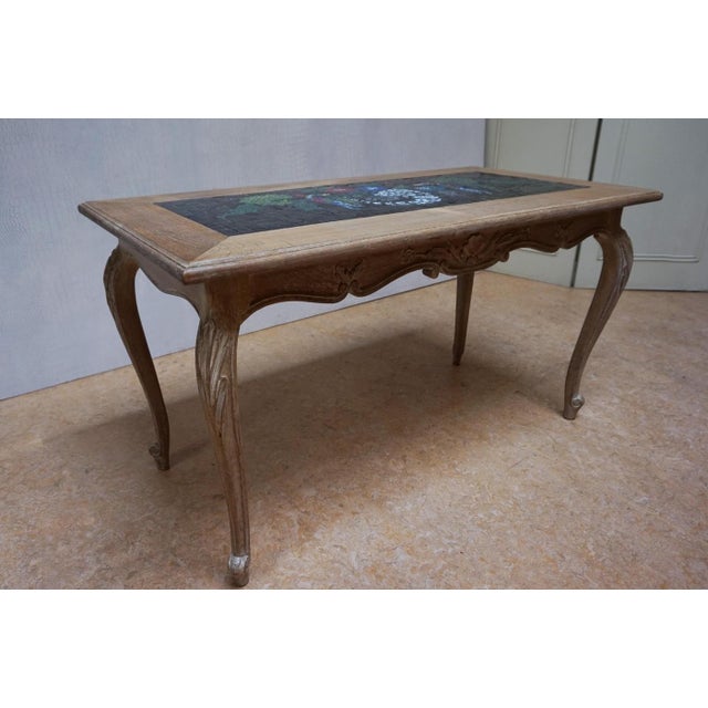 Wood Vintage Coffee Table in Oak and Mosaic with Inlay Artwork, 1970s For Sale - Image 7 of 13