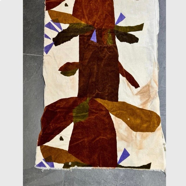Antique White Vintage 1960s Knoll Cotton Velvet Fabric Textile Wolf Bauer Collage Screen Print For Sale - Image 8 of 10