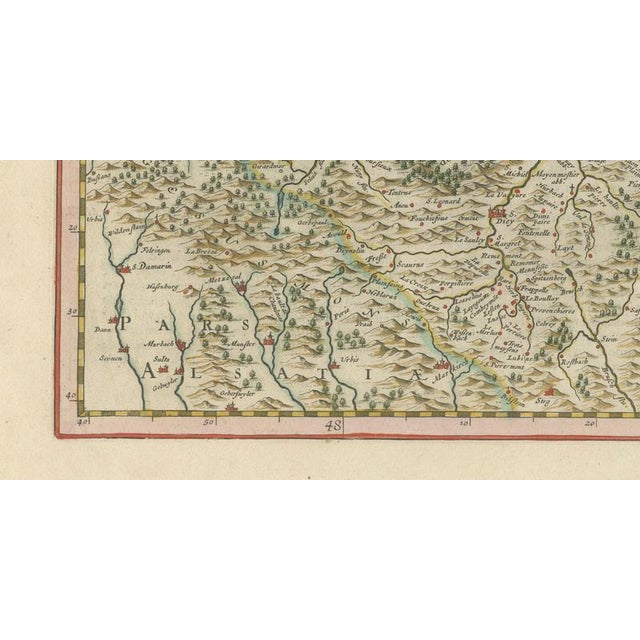 Paper Hand-Colored Dutch Golden Age Map of Lorraine from Blaeu, 1642 For Sale - Image 7 of 12
