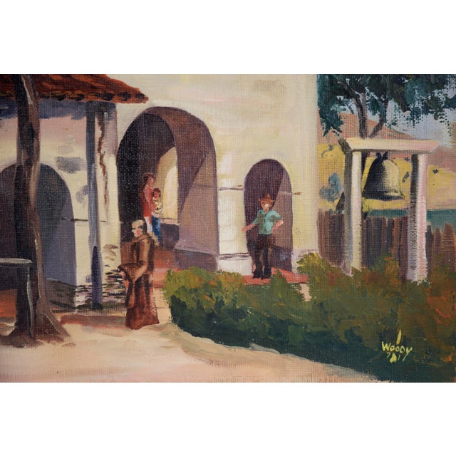 Mission San Juan Bautista, 1971 - Original Oil Painting by Gorman Woody For Sale - Image 4 of 8