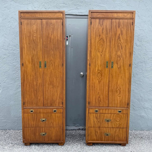 Campaign Drexel Passages Campaign Style Armoires - A Pair For Sale - Image 3 of 12