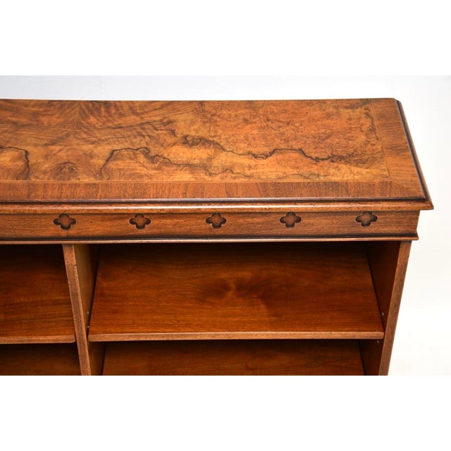 Wood Burr Walnut Open Bookcase, 1950 For Sale - Image 7 of 11