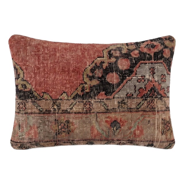 Turkish Oushak Lumbar Rug Pillow Cover 16'' X 24'' For Sale