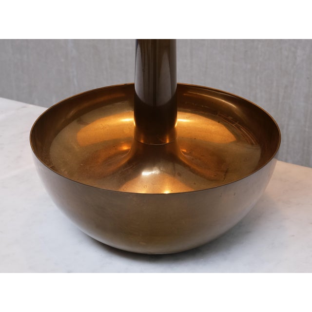 1970s Sculptural Brass Table Lamp with Umbrella Shade from Il Punto la Bottega, Italy, 1970s For Sale - Image 5 of 13