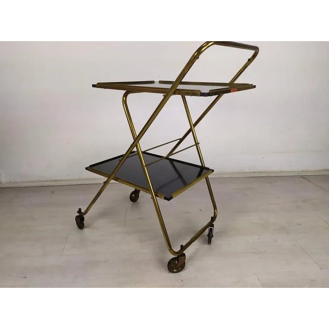Folding Cart on Wheels in Brass For Sale - Image 3 of 18