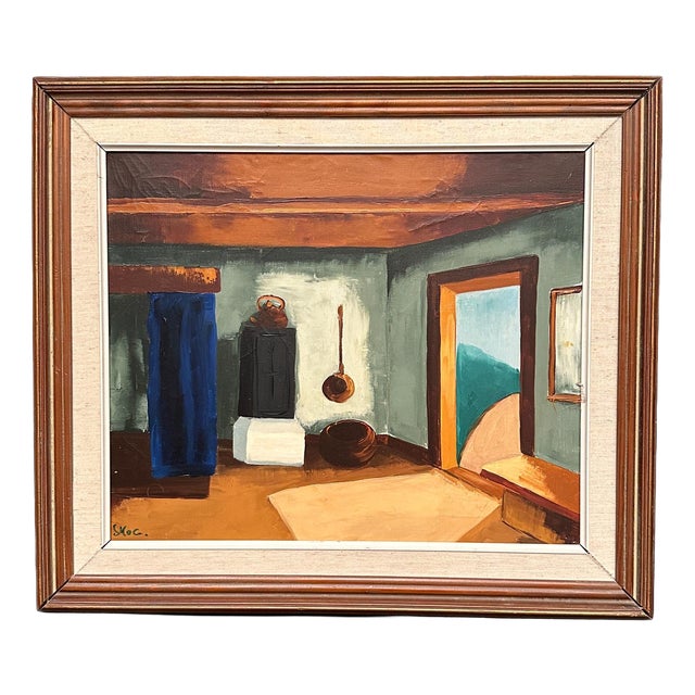 G. Skog, Interior, 1960s, Oil Painting on Canvas, Framed For Sale