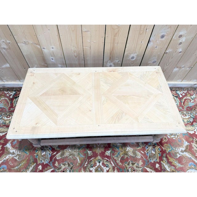 Louis XIII Style Cherrywood Coffee Table with Parquet Top, 1980s For Sale - Image 4 of 8