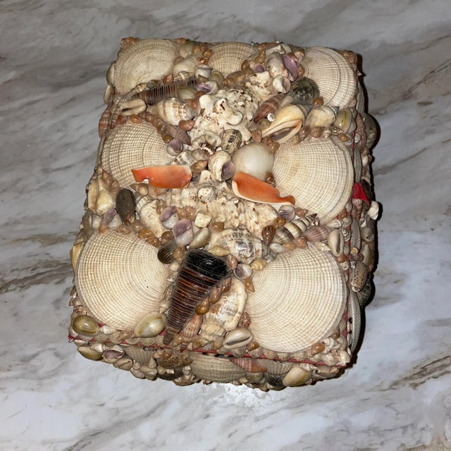 Vintage Handcrafted Shell Encrusted Lidded Box For Sale In Columbia, SC - Image 6 of 8
