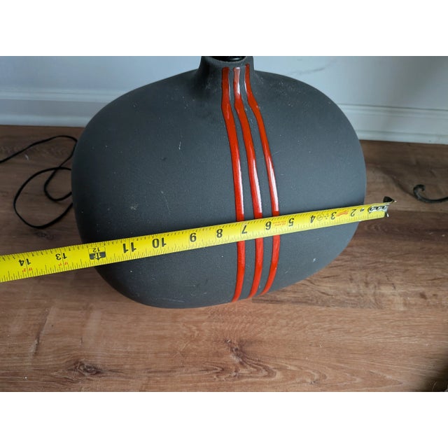 Ceramic 1970s Mid Century Sunset Cosco Lamp Grey Flaming Red For Sale - Image 7 of 12