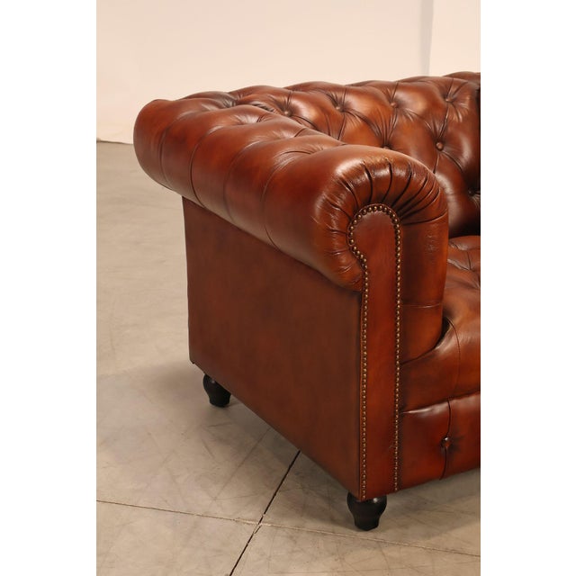 Chesterfield Style Tufted Brown Leather Club Chair For Sale - Image 9 of 16