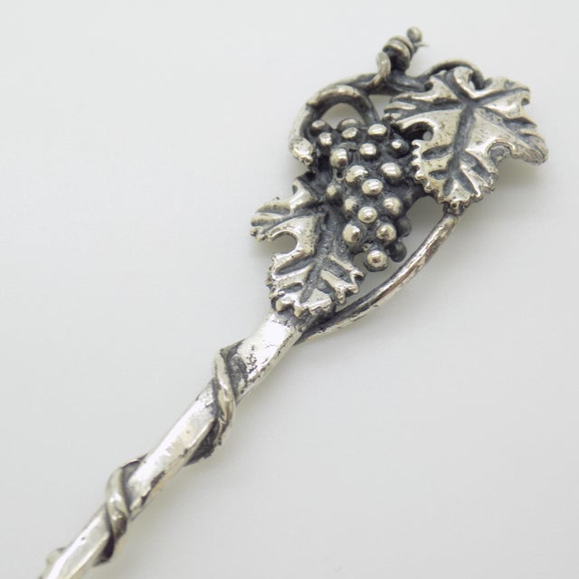 Vintage Italian Handmade Genuine Silver Cocktail Fork with Grape by Raspini Gioielli, 1990s For Sale - Image 6 of 12