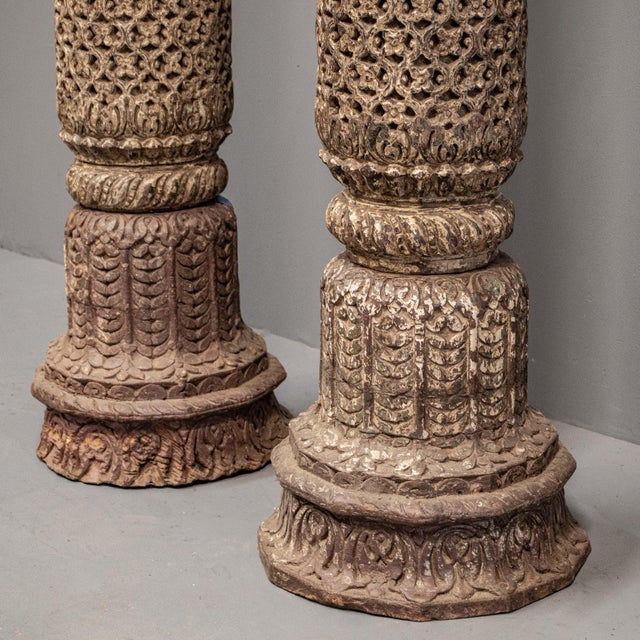 Antique Pair of Mughal Style Pillars From India For Sale - Image 14 of 14