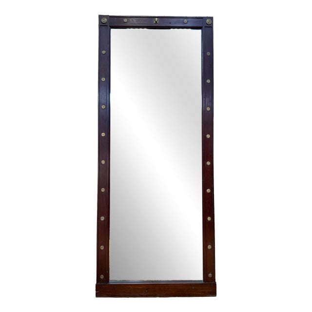 Large Empire Gilt Bronze Floor Mirror, 19th Century For Sale