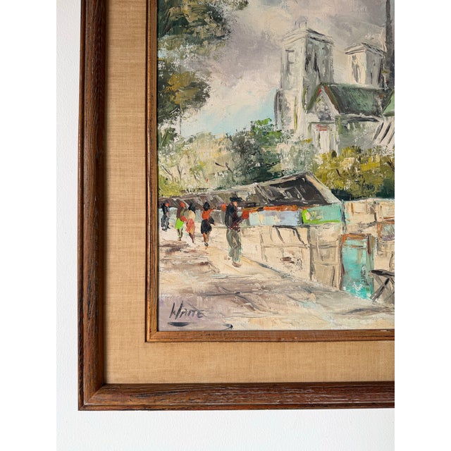1960s 1960’s Vintage Waite Impressionist European Cityscape Oil on Canvas Painting, Framed For Sale - Image 5 of 12