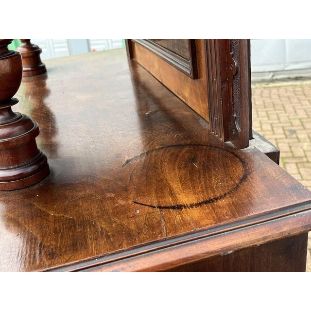Antique Walnut Bookcase / Cupboard with Fitted Shelves & Drawer For Sale - Image 10 of 15