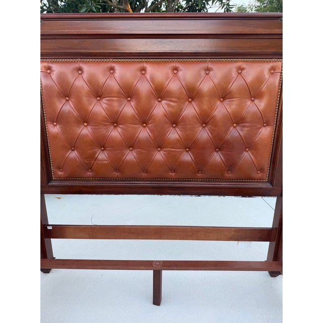 Wood Ralph Lauren Continental Queen Tufted Leather Bed For Sale - Image 7 of 12