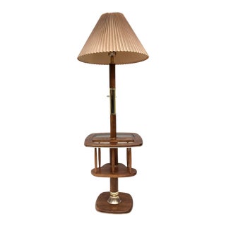 Mid-Century Modern Floor Lamp With End Table For Sale