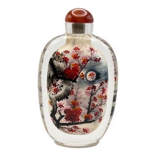 Oversize Inside Painted Snuff Bottle With Spring Blossoms For Sale