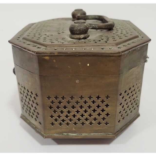 Late 19th Century Large Antique Reticulated Bronze Cricket Mughal Jali Jewelry Box For Sale - Image 5 of 10