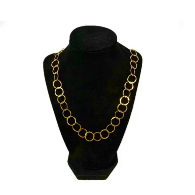 Gold 14 Yellow Gold Open Circle Link Necklace, 15" Drop For Sale - Image 8 of 8