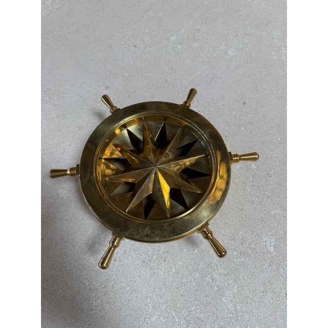 1970s Vintage Brass Nautical Ship Wheel Ashtray For Sale - Image 5 of 9