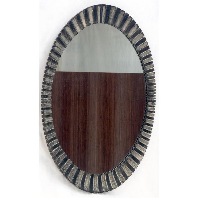 Silver Oval Silver Gilt Composite Scallop Motif Wall Mirror Mid Century Modern For Sale - Image 8 of 9
