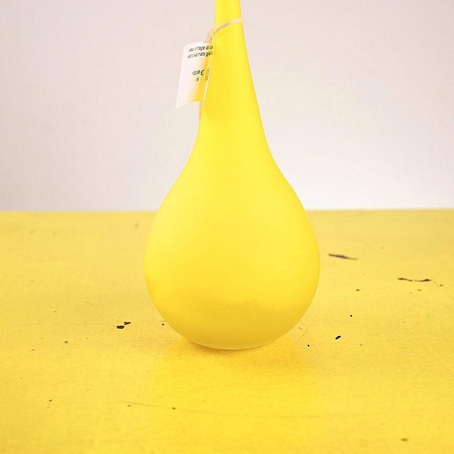 vintage vase by Carlo Moretti from the 70s in yellow satin glass Height: 31 Depth: 9 This piece is attributed to the...
