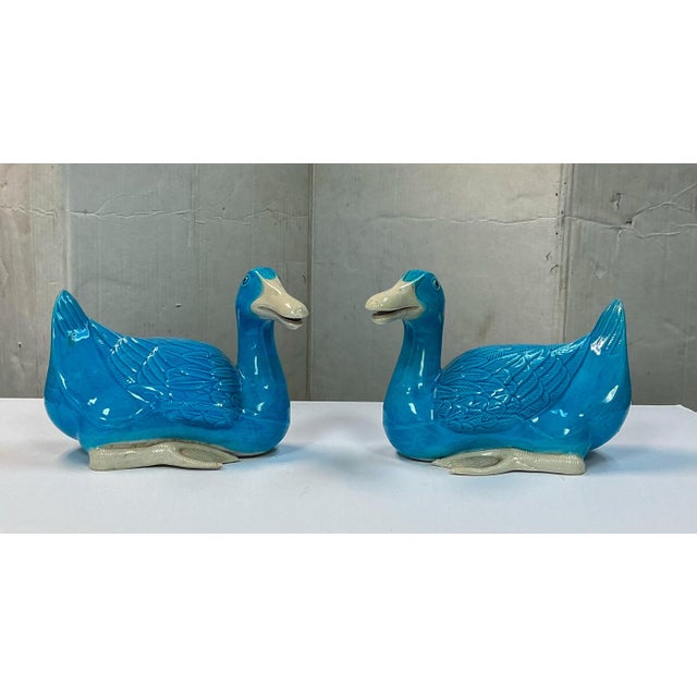 This is a pair of Chinese Export ceramic pottery ducks. They are hand painted and unmarked.. They most likely date to the...