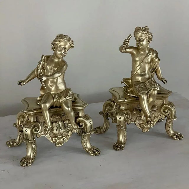 Pair of Early 19th Century French Bronze Doré Cherub Statues For Sale - Image 4 of 15