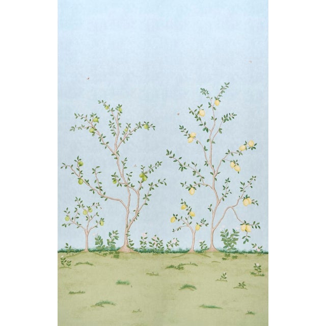 SAMPLE - Schumacher Citrus Blossom 2 Panel Set Wallpaper In Sky For Sale