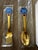 1970s 976 A. Michelsen Gilt Sterling Silver and Guilloché Enamel Christmas Spoon & Fork by Gudmund Olsen - Set of 2 For Sale - Image 9 of 9