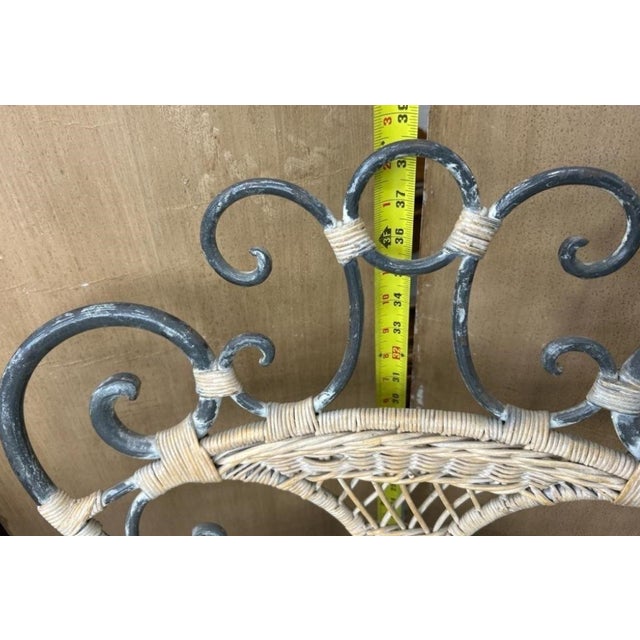 Late 20th Century French Provincial Style Wicker & Cast Iron Bistro Set For Sale - Image 5 of 6
