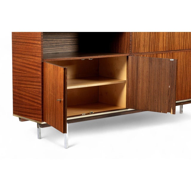 Exceptional Vintage Mid Century French Teak Wall Unit Cabinet For Sale - Image 9 of 14