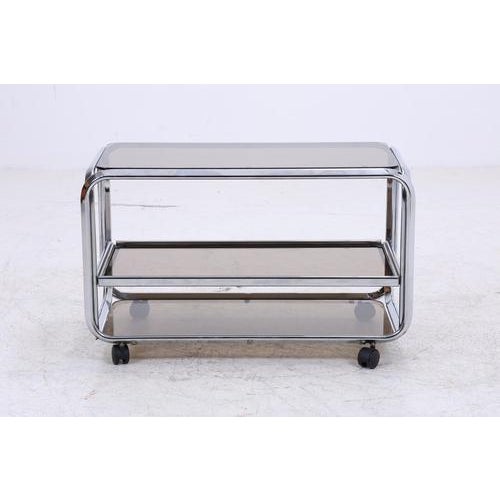1970s Mid-Century Chrome and Smoked Glass Serving Trolley, 1970s For Sale - Image 5 of 15