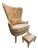 Tall Embroidered Wingback With Footstool For Sale