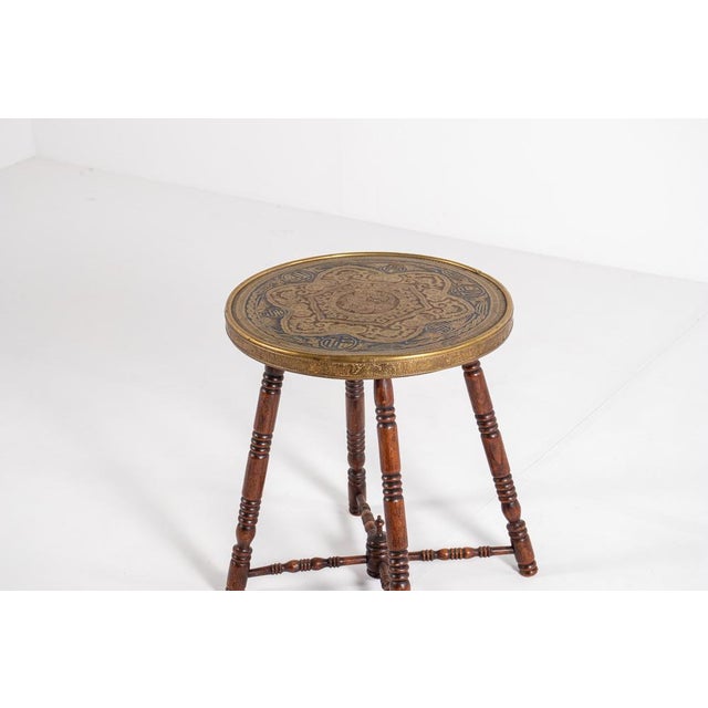 Antique Brass Tray Table with Turned Wood Legs, 1890s For Sale - Image 13 of 15