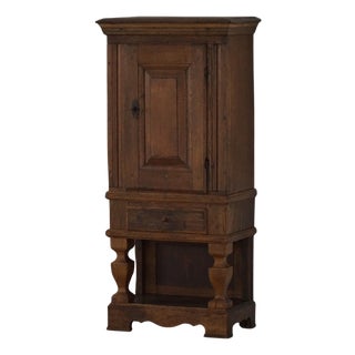 French Baroque Rustic Oak Cabinet with Paneled Door, Mid-19th Century For Sale