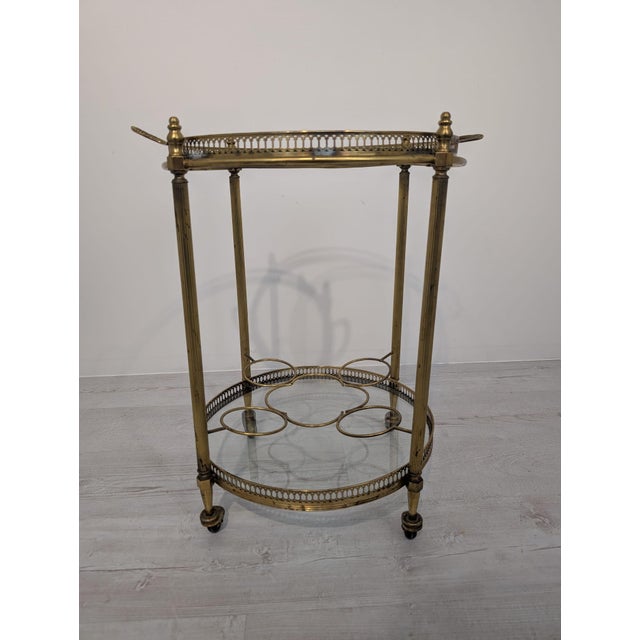 1950s Vintage French Bar Cart in Brass, 1950s For Sale - Image 5 of 15