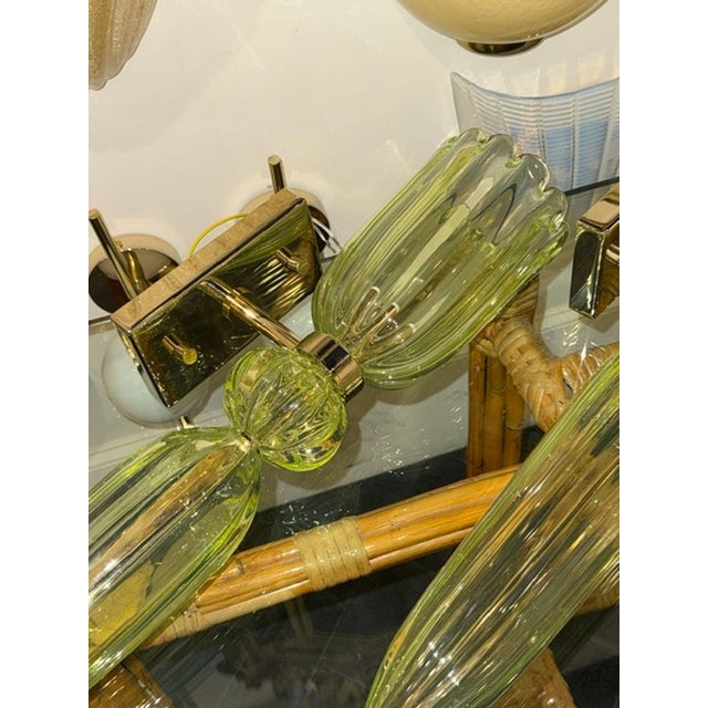 Murano Green Torch Form Sconces - a Pair For Sale - Image 4 of 5
