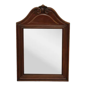 Carved Cherry Pediment Beveled Wall Mirror